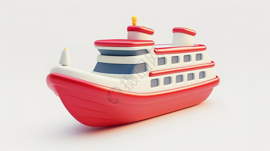 3D卡通轮船图标背景图片