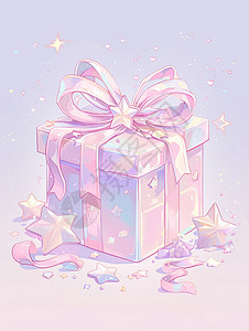 粉色精美礼物盒系着蝴蝶结的卡通礼物盒插画