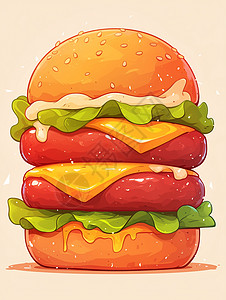 多层的卡通汉堡背景图片