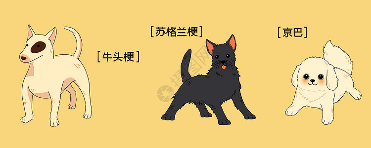 牛头梗犬萌宠狗插画插画