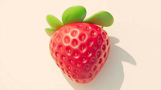 红色立体可爱的卡通草莓背景图片