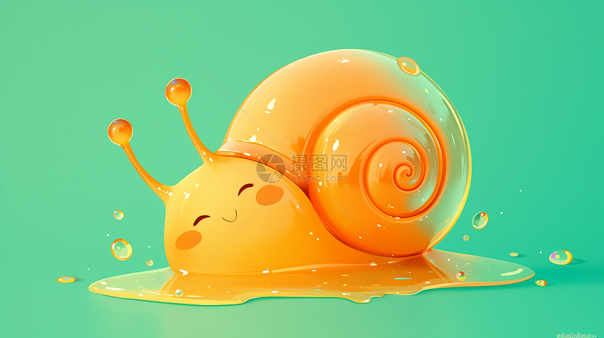 身上有水滴的可爱卡通小蜗牛图片
