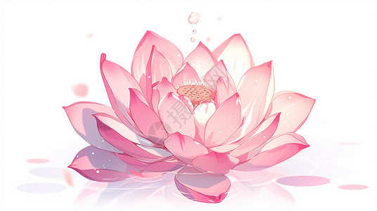 盛开花朵一大朵盛开的粉色卡通荷花插画