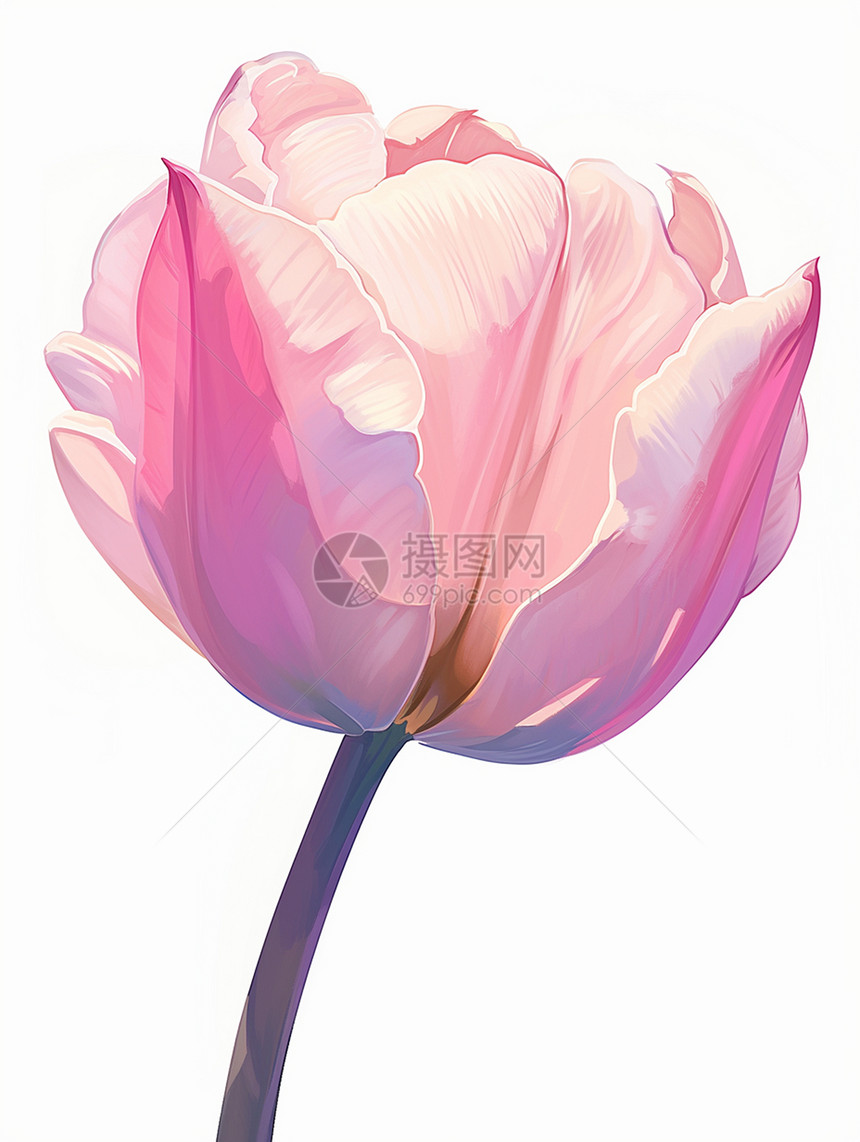 美丽的卡通粉色郁金香花朵图片