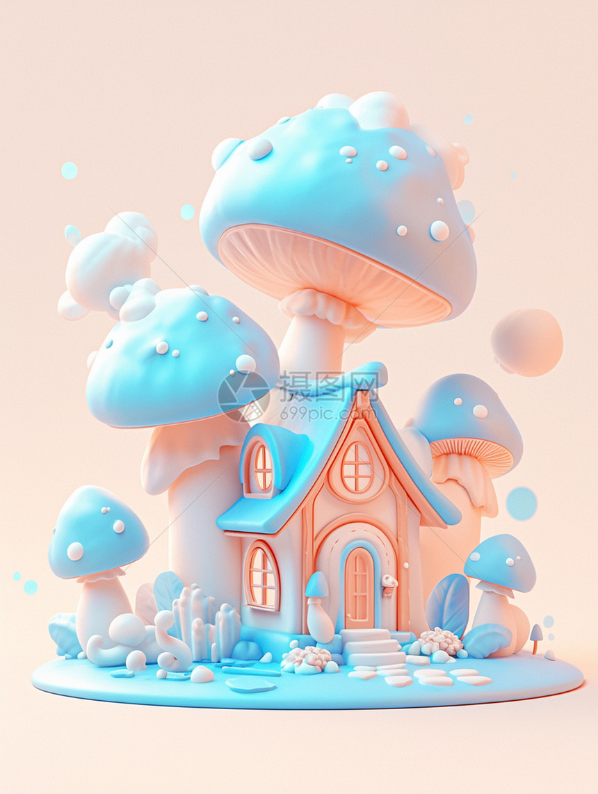 可爱梦幻卡通蘑菇屋图片