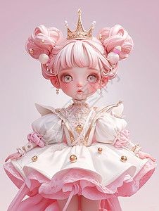 粉色头发穿着公主裙的小公主背景图片