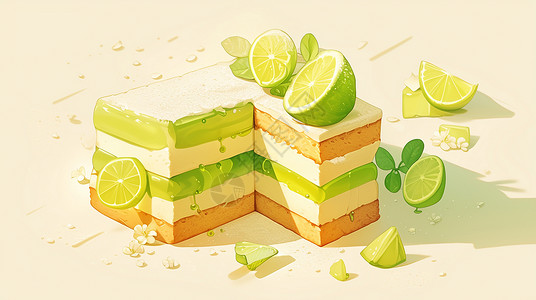 柠檬蛋糕柠檬味美味的卡通蛋糕插画