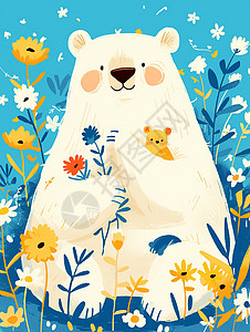 大大的可爱卡通小白熊背景图片