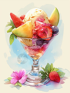 甜品杯甜品美味的卡通水果杯插画