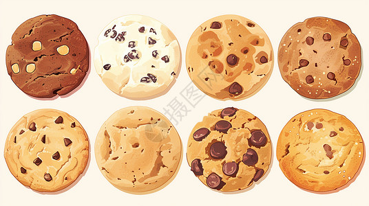 饼干酥各种巧克力卡通曲奇饼干插画