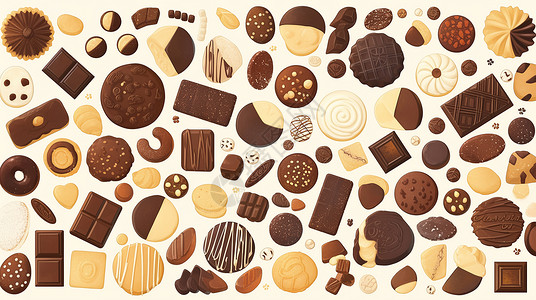 巧克力造型各种造型美味的饼干插画