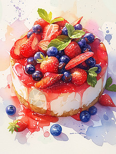 奶油果味草莓水果味的卡通奶油蛋糕插画