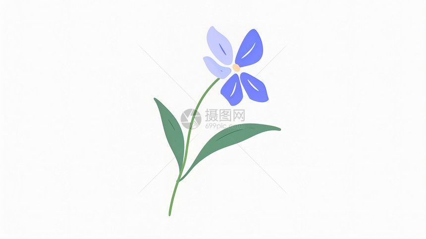 蓝色小花简单剪插图图片