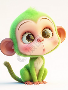 可爱猴子一家猴子3D图标插画
