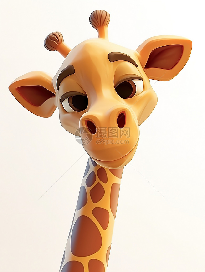 长颈鹿头像3D可爱图片