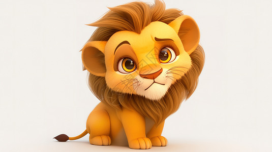 小狮子图标小狮子头像3D插画