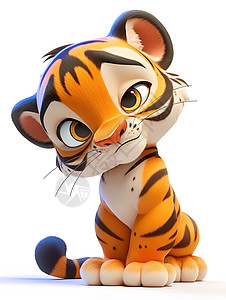 巨老虎可爱老虎3D插画