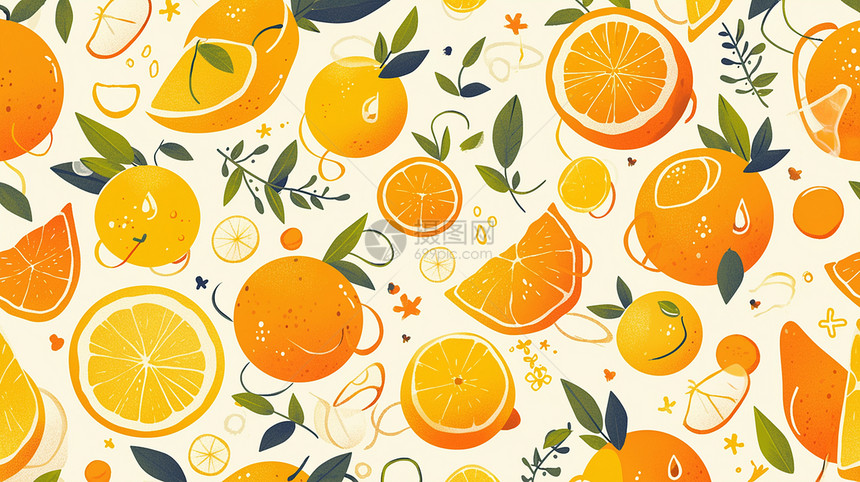 橙色卡通橙子水果背景图片