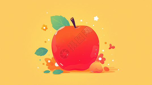 美味水果红苹果红色美味的苹果插画