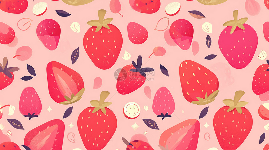 粉色可爱的草莓背景图片