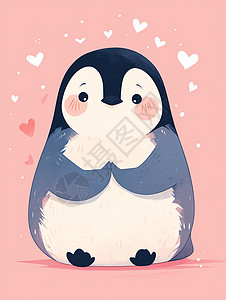 害羞小企鹅红害羞可爱的卡通小企鹅插画