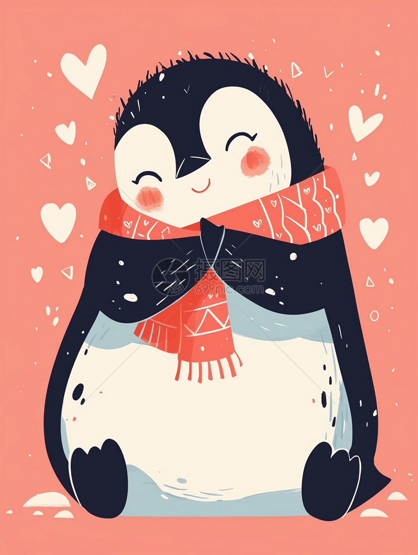 红脸蛋害羞可爱的小企鹅图片