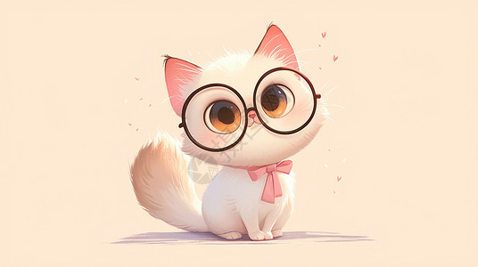 一只戴着眼镜的卡通小花猫高清图片