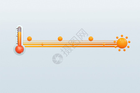 3d清新花语浮雕背景芒种3D立体温度计太阳分割线GIF高清图片