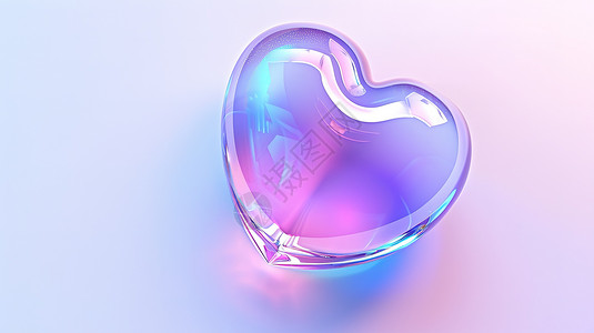 蓝紫色的爱心半透明磨砂3D背景图片