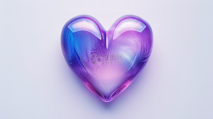 蓝紫色爱心半透明磨砂3D图片