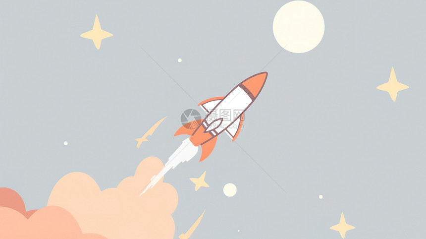火箭儿童插画图片