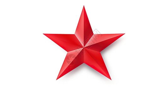 西餐红色立体红色五角星3D插画