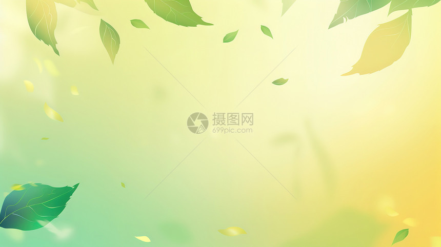 浅绿色清新夏天树叶背景图片