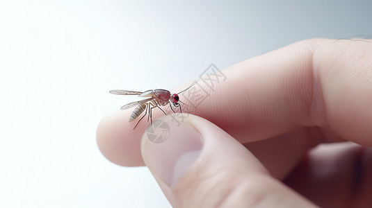 吸血蚊子正在吸血的蚊子插画