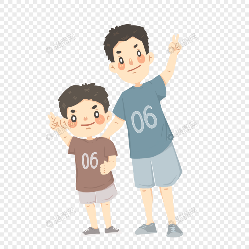 父亲节父亲和儿子穿运动装站在一起图片