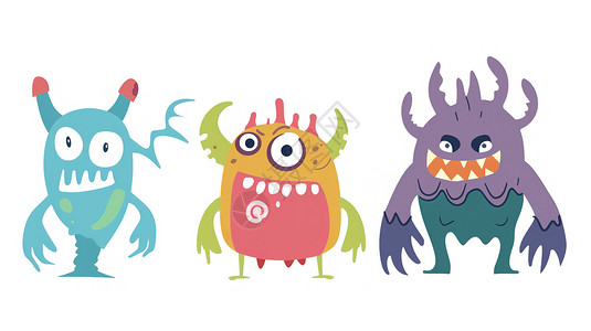 怪物素材简约插画可爱小怪兽插画