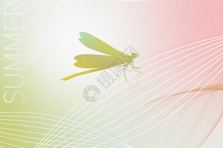 丑耳创意弥散蜻蜓新丑风夏日背景设计图片