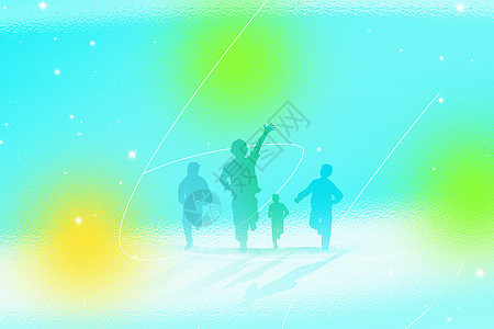 奔跑的小朋友玻璃风儿童节背景设计图片