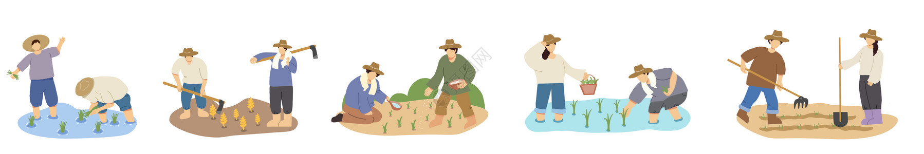 节水农业农耕劳作播种耕地元素插画