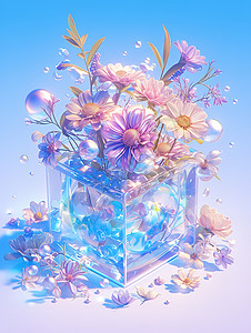 菊花半透明玻璃背景图片