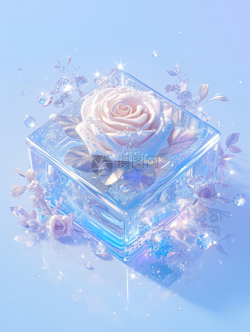 玫瑰花水晶3D图片