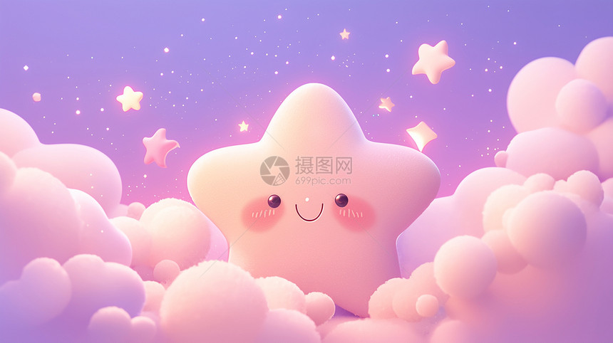 梦幻紫色天空中一颗小星星图片