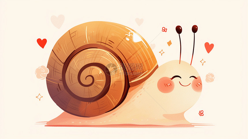 一只正在爬行的可爱卡通蜗牛图片