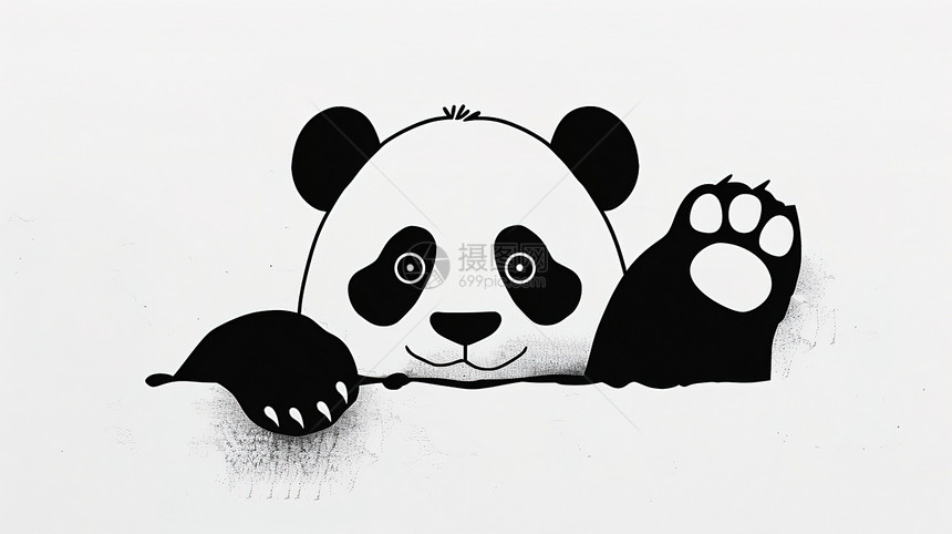 一只打招呼的可爱熊猫简约图标图片