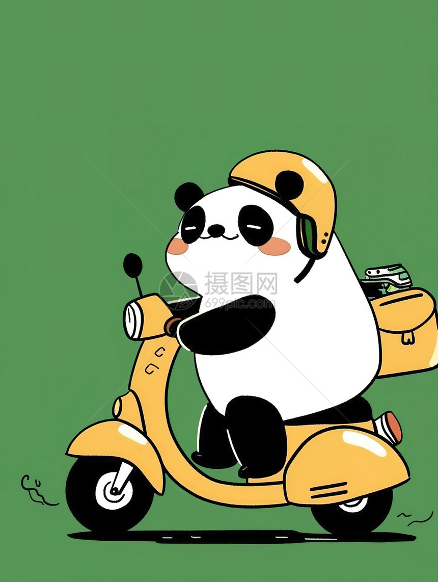可爱卡通熊猫外卖员快递图片