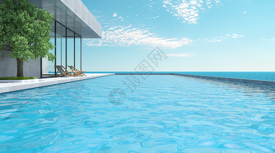 混凝土创意泳池场景设计图片