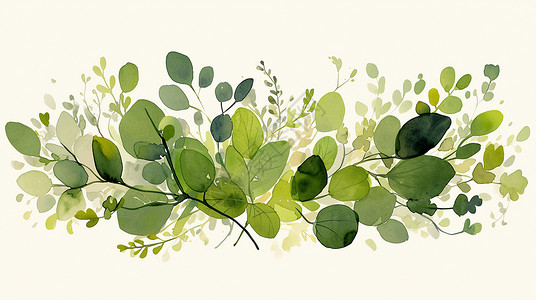 绿色水彩风卡通植物背景背景图片