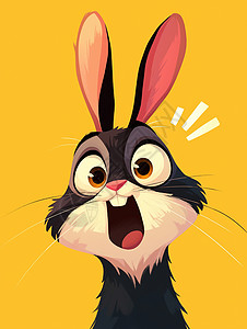 兔斯基表情惊讶表情的卡通小黑兔插画