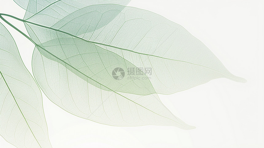 绿色透明树叶梦幻卡通树叶背景图片