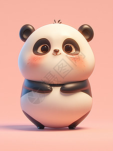 华夏国宝立体卡通大熊猫插画
